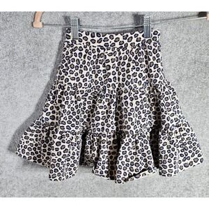 Boden Kids Tiered Animal‎ Print Skirt Girls Sz 2-3 Year Pull On Blue Brown Beige